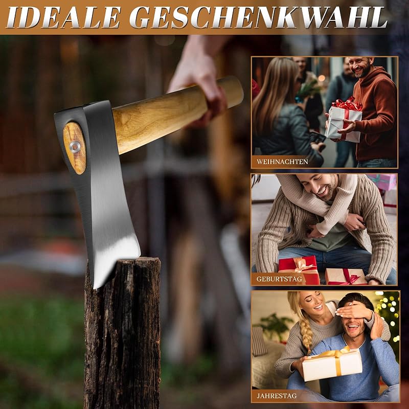 2Pcs Wiking Axt Beil geschmiedet Holzgriff Camping Wald
