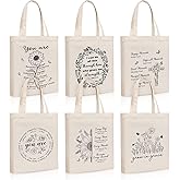 Paterr 6 Pcs Christian Tote Bag for Women Floral Bible Aesthetic Tote Cute Reusable Religious Canvas Bags for Vacation Bible School Church Grocery Shopping Travel Beach Birthday(Christian)