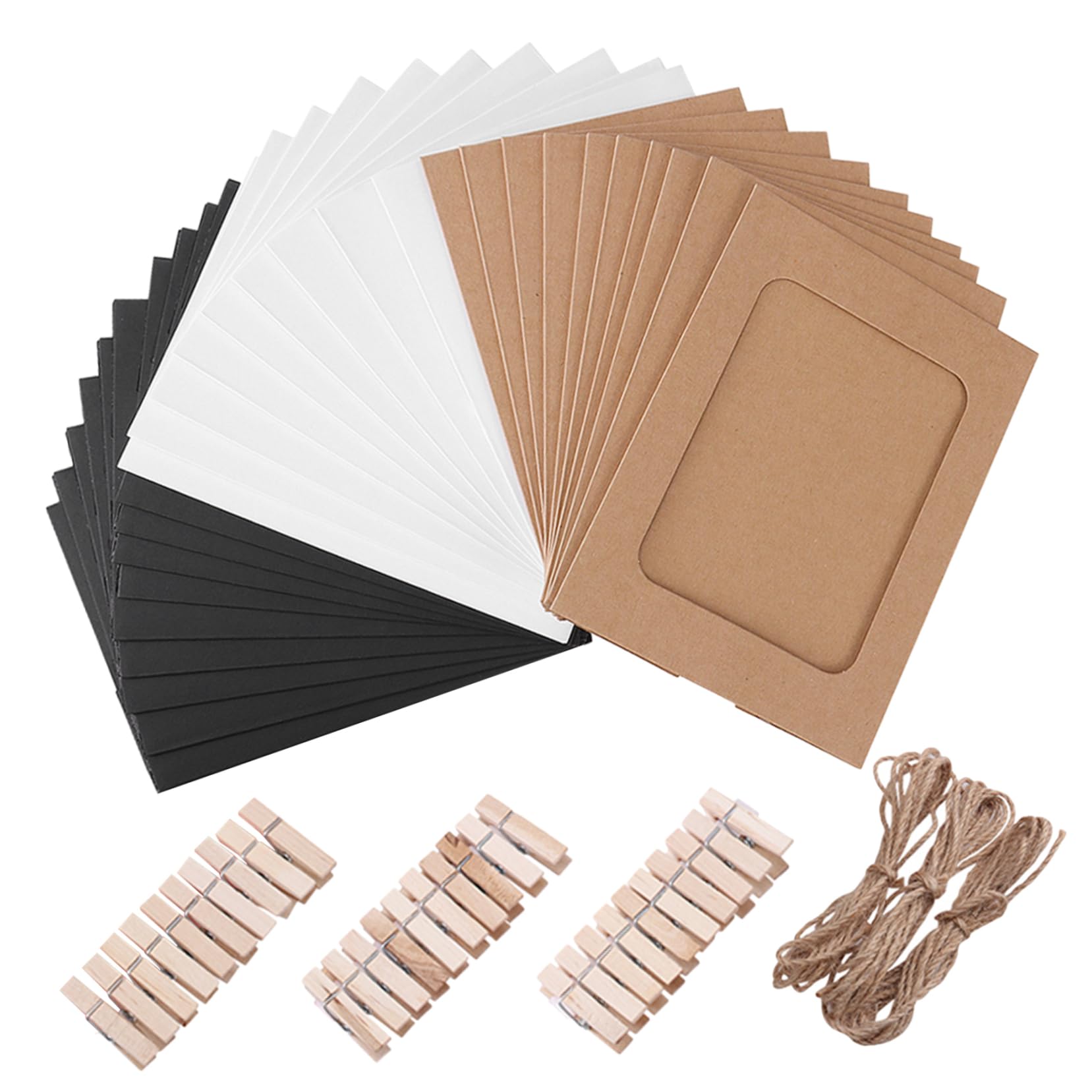 VORCOOL 30pcs Kraft Paper Picture Frame RC Wall Decoration DIY with Clips Strings for Photos 4 x 6 Inches