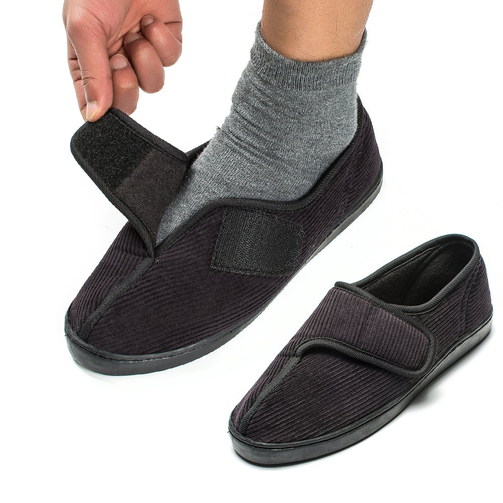 Gitup Mens Diabetic Slippers Arthritis Edema Adjustable Closure W