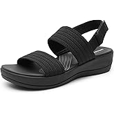 DREAM PAIRS Women's Walking Sandals Lightweight Soft Footbed Low Wedge Comfort Indoor Outdoor Flat Sandals