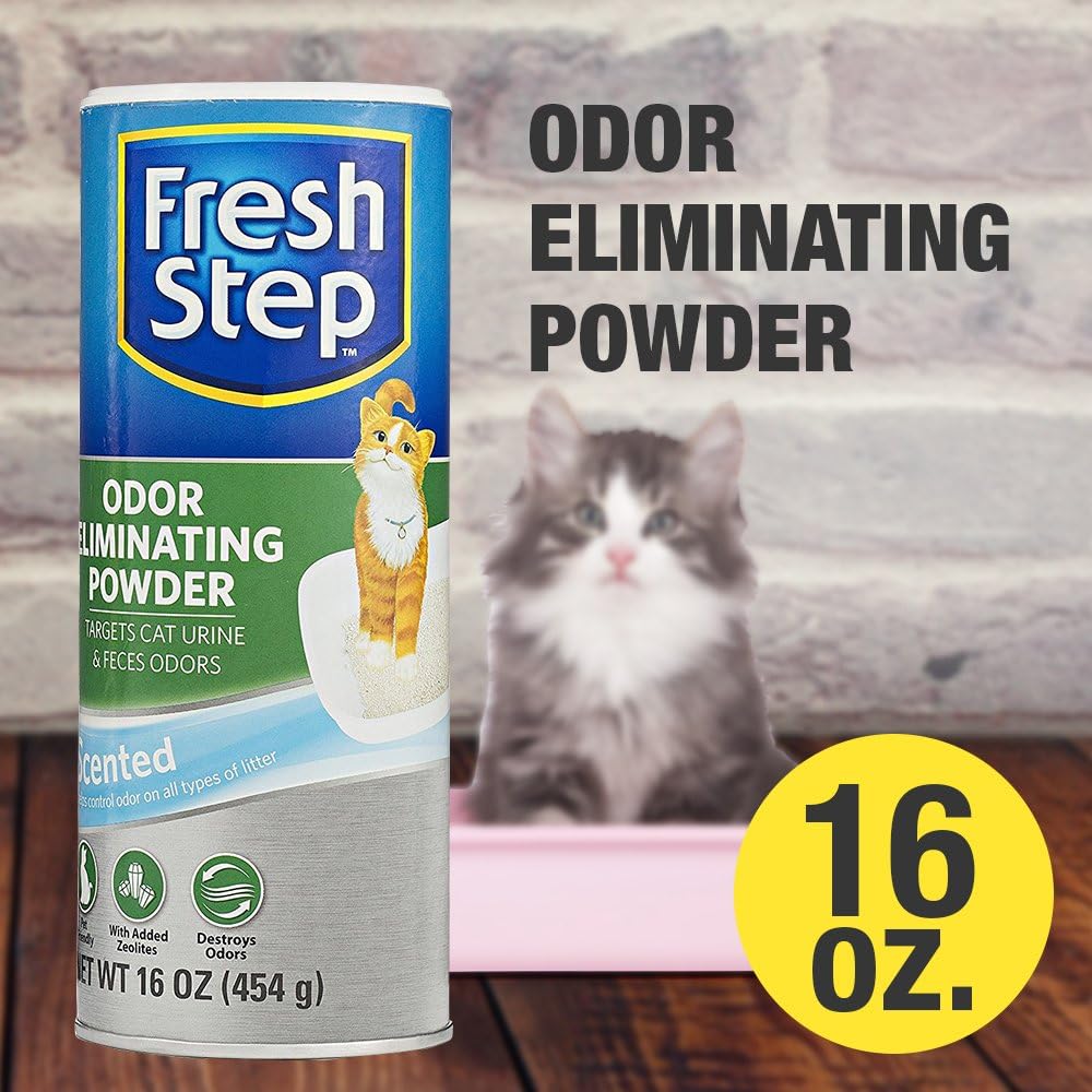 Fresh Step Cat Litter Box Odor Eliminating Powder | Cat Deodorizer For Litter Box, 16 Ounces: Pet Supplies