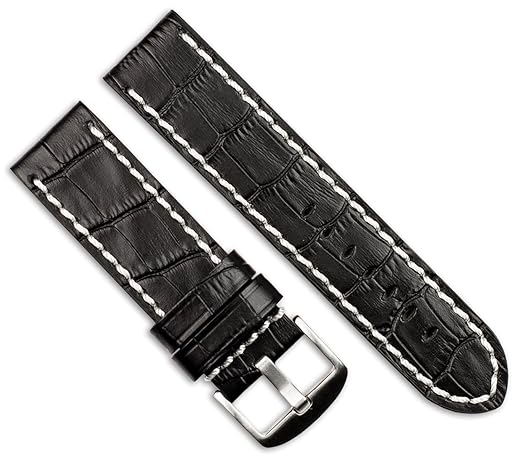 Panerai Style Alligator Grain Watch Band - Black - 24mm