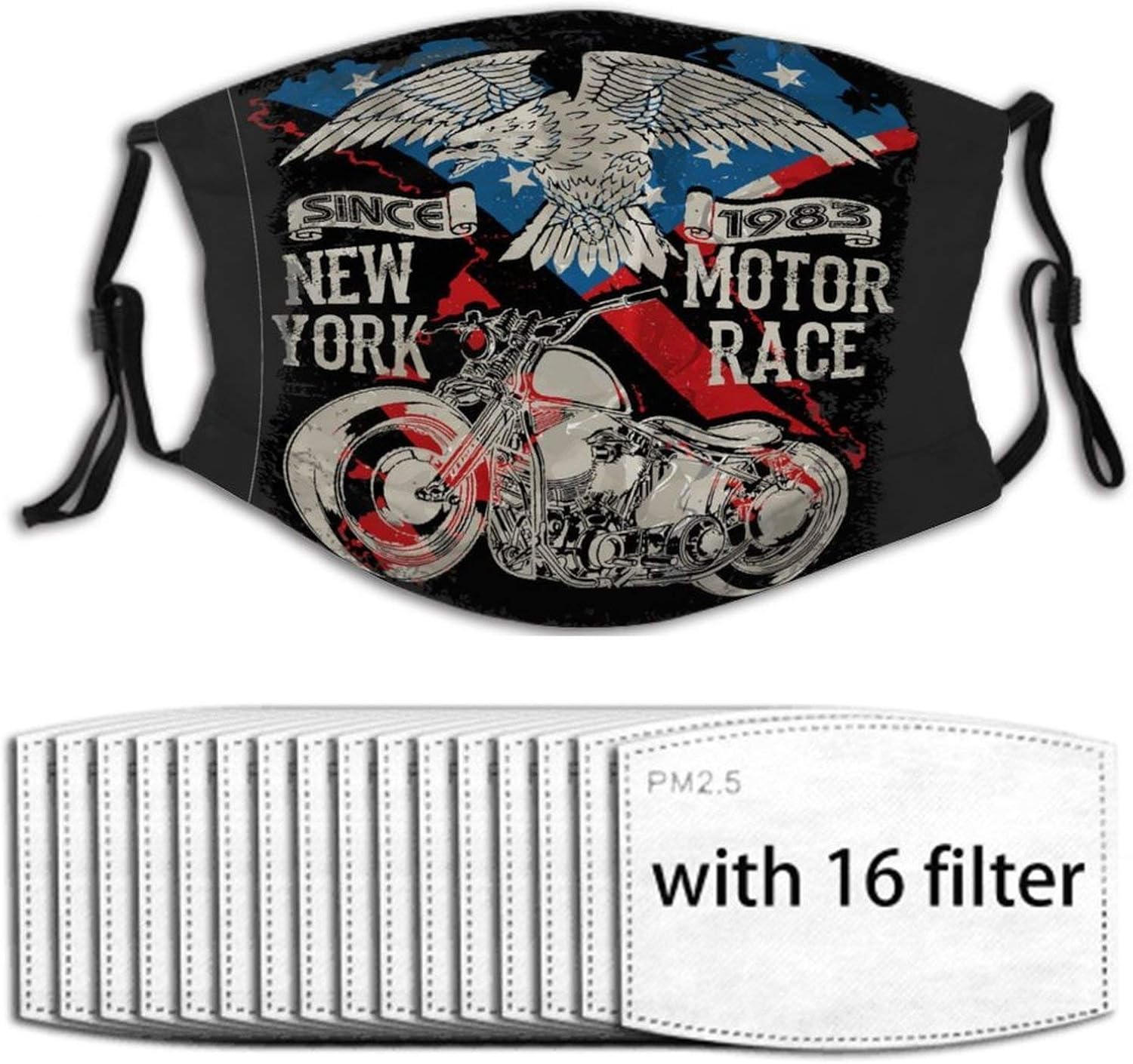 Vintage Motorcycle Design Adult Face Mask (16 Filters) Reusable for