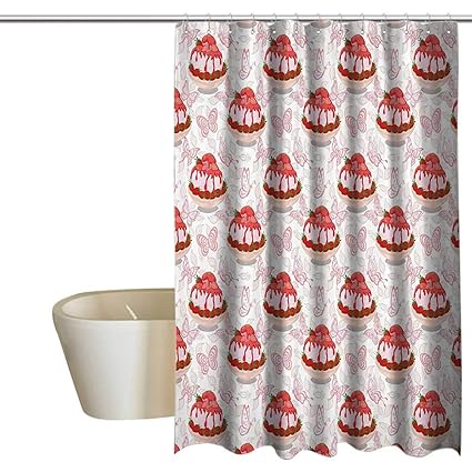 Amazon Com Anshesix Pink Mold Resistant Fabric Shower Curtain