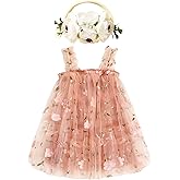 Toddler Baby Girl Tutu Dress Sleeveless Floral Print Tulle Dress Little Girl Princess Dresses with Flower Headband