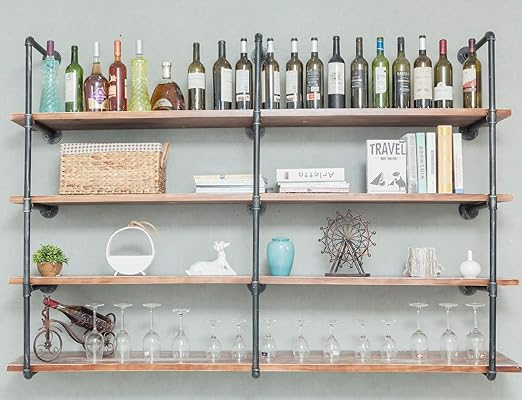 Amazon Com Industrial Retro Wall Mount Pipe Floating Shelf Diy Open Bookshelf Hung Bracket Home Kitchen Office Tool Utility Shelves Bookshelves Bookcases Set Of 3 Furniture Decor