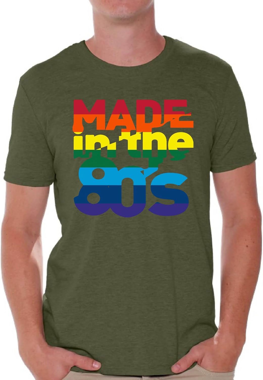 Awkward Styles Men's Made in The 80's Rainbow T Shirt Tops Birthday Gift Idea