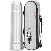 Milton Flask 34 oz Insulated Water Bottle with Cover, Flip Lid, Thermosteel | Stainless Steel, Double Wall Vacuum Insulation, Keeps Drinks Hot &amp; Cold up to 24 Hours, Leak Proof, Silver
