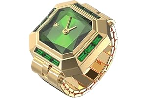 PASCAL Sofia Prism Cocktail Watch Ring for Women, Mini Timepiece with Lab-Grown Gemstones & Sapphire Crystal, Quartz Finger Watch with Expansion Band Fits US Ring Size 6–10