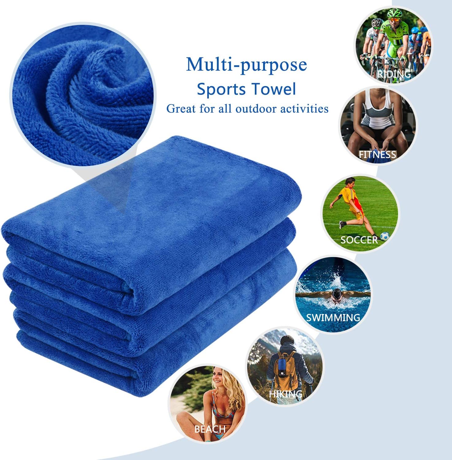 KinHwa Microfiber Sports Gym Towel Fast Drying Fitness Sweat Towels Multi-Purpose Workout Towel for Men and Women 3 Pack 16Inch x 31Inch: Kitchen & Dining