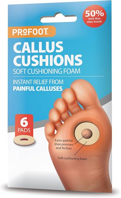 PROFOOT Callus Cushions 6 Pads Super Soft Foam Hypoallergenic Adhesive