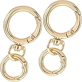 Winsyison 2pcs Double Opening Keychain Clip, Round Spring Snap Hooks for Lanyards DIY Crafts Making, Zinc Alloy Swivel Keychain Clasp for Camping Hiking Travelling- Gold