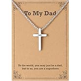 Lcherry Mens Cross Pendant Necklace Stainless Steel Box Chain Cross Necklace for Men Religious Christian Religious Gifts for Him