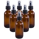 Super Z Outlet 2 oz Empty Amber Boston Round Glass Bottles with Fine Mist Sprayer Dispensers (6 Pack)