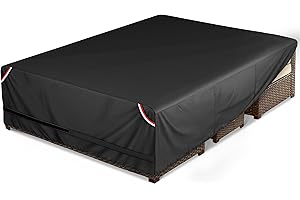 KylinLucky 126"x63" Heavy Duty Waterproof Patio Table Cover - All-Weather UV Protection Outdoor Furniture Cover with Air Vents & Adjustable Straps for Rectangular Dining Set, Black