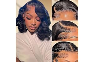 GARAXIS Bob Wig Human Hair Body Wave Lace Front Wigs Human Hair Pre Plucked 13x4 HD Transparent Lace 150% Density 14 Inch