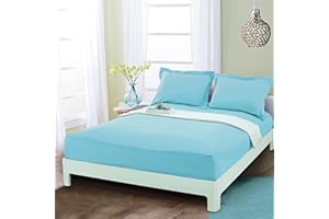 Mocassi Queen Fitted Sheet - Deep Pocket Cooling Sheets up to 16 inch - Hotel Luxury 1800 Premier - Softest Sheets - Wrinkle Resistant - 1 Single Bottom Fitted Sheet, Queen, Aqua Blue