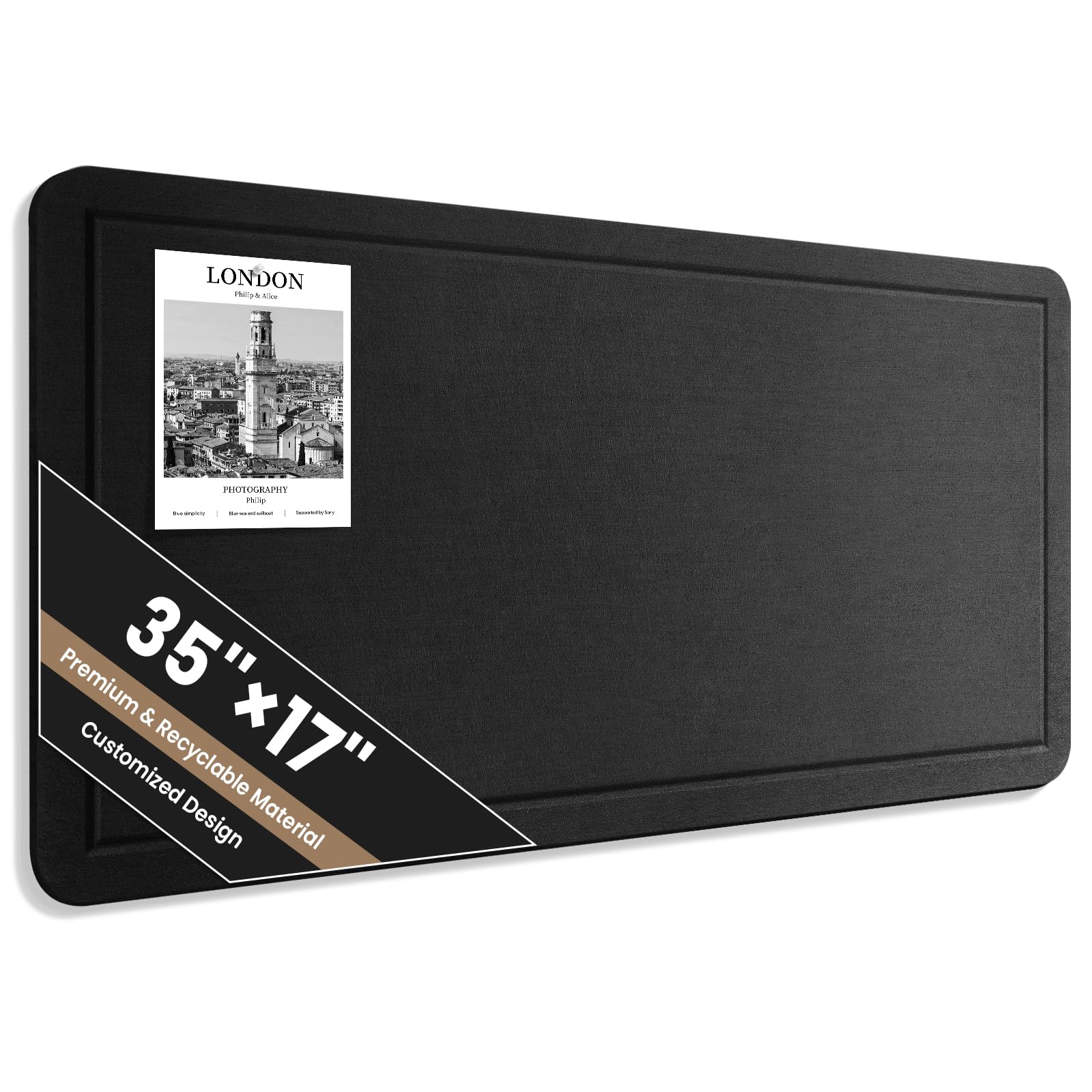 Photo 1 of **MISSING PUSHPINS***Large Bulletin Board, 35 X 17 Inches Felt Cork Board with 40 Pushpins, Foldable Felt Notice Pin Board Photo Display Board with Self-Adhesive Tape for Office Home School