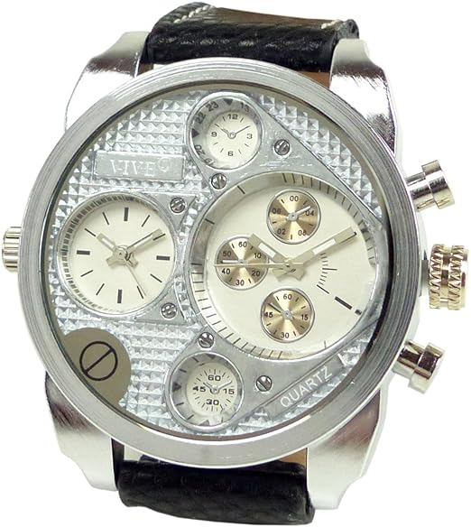 Banger Dualtime Silver Silber Chronograph for Men Double Temps Zwei Zonen Navigator Herrenuhr XL Atlas Modell mit 2 Uhrwerken