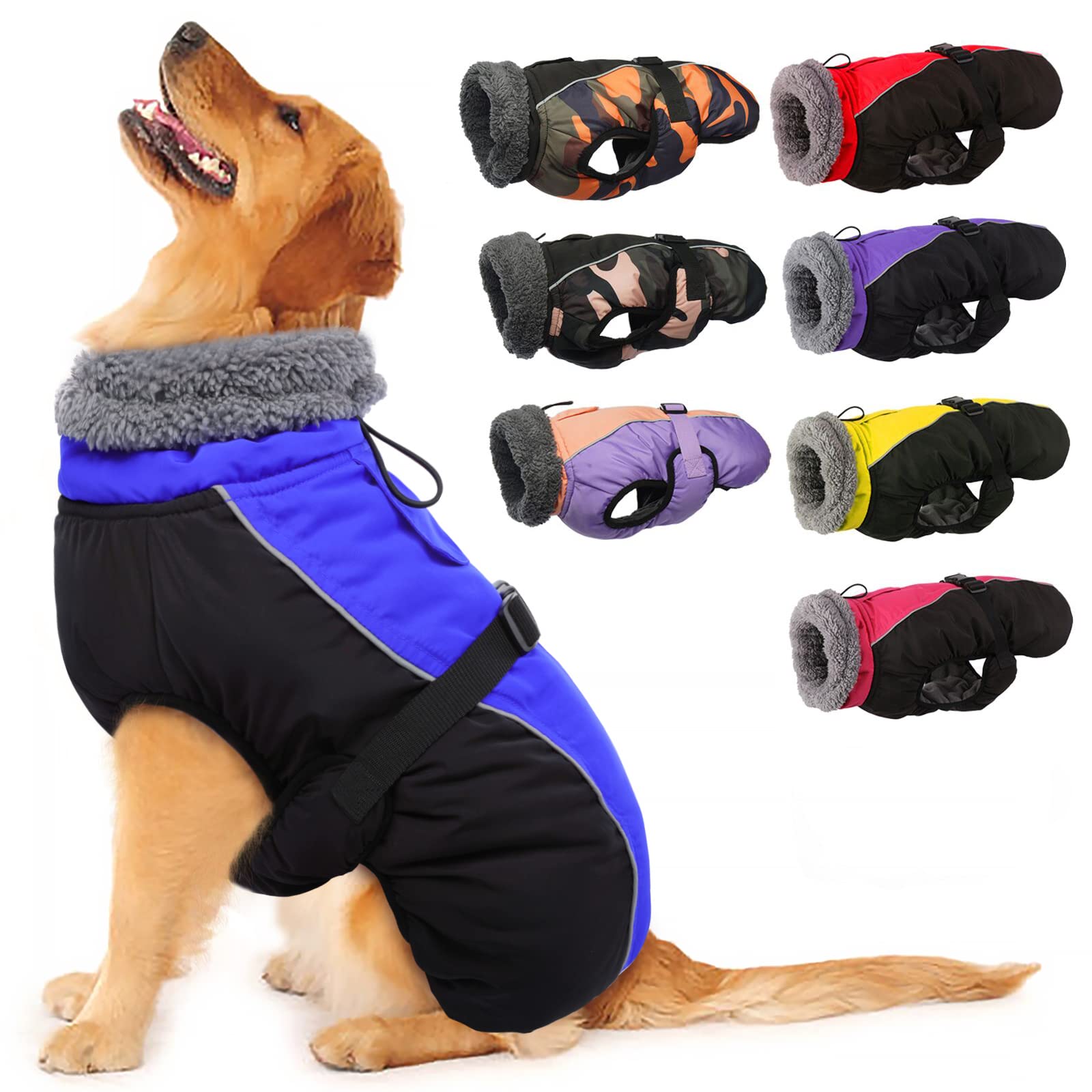 IECOii Extra Warm Dog Coat - Reflective Adjustable Jacket With Buckle Fleece Turtleneck for Cold Weather - Soft Winter Coat for Small Medium Extra Large Dogs — image 1