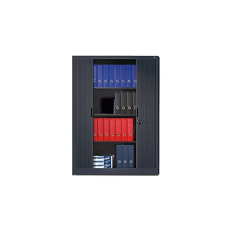 CP Rollladenschrank mit Horizontal-Jalousie - HxBxT 1660 x 1200 x 420 mm, 3 Fachböden, 4 Ordnerhöhen - schwarzgrau - Aktensch