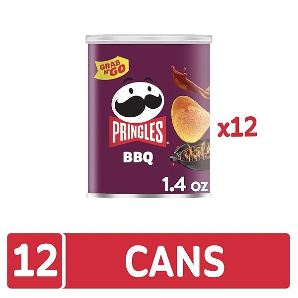 PRINGLES POTATO CRISPS CHIPS, LUNCH SNACKS, OFFICE AND KIDS SNACKS, GRAB N’ GO, BBQ (12 CANS)