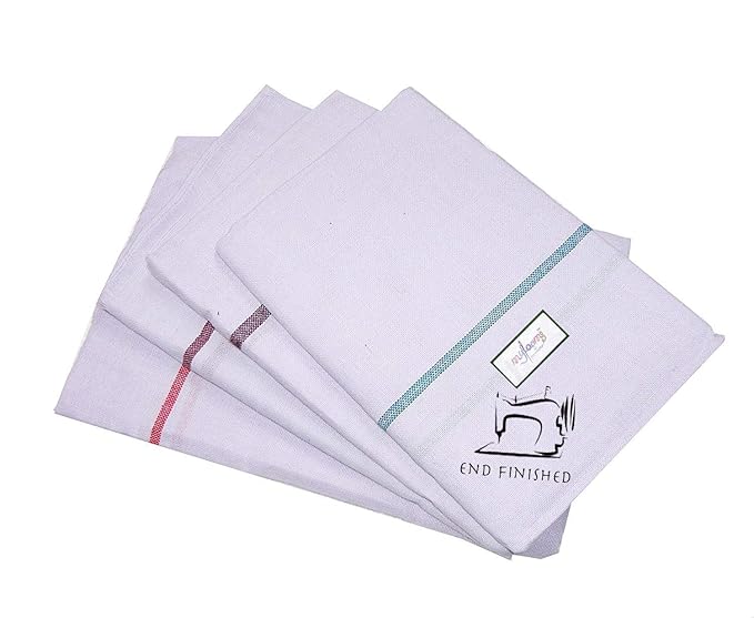 mylooms Cotton Multipurpose Kerala Bath Towels (Small/44x22inch, White