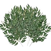 BSMYBO 24Pcs Artificial Italian Ruscus Greenery Stems,Silk Greenery Plants Spray Faux Green Leaf Garland Branches Hanging Green Spray Decoration for DIY Wedding Arch, Bouquet,Home Decor