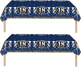 COSORO Navy Blue Gold 18th Birthday Tablecloth 137x274cm 2pcs