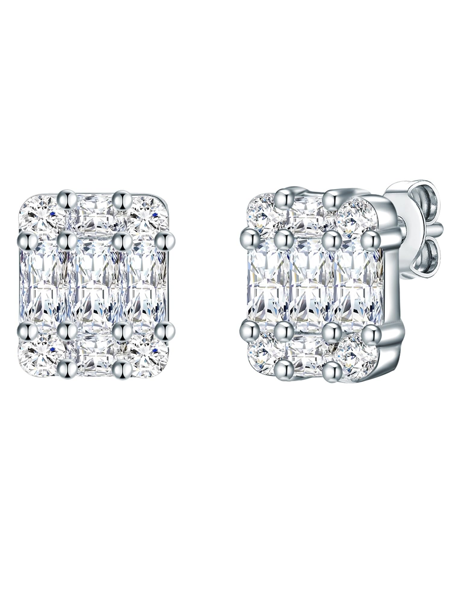 Trilani Female 925/- Sterling Silver Zirconia (CZ) Stud earring Brilliant cut Smaragd-Schliff