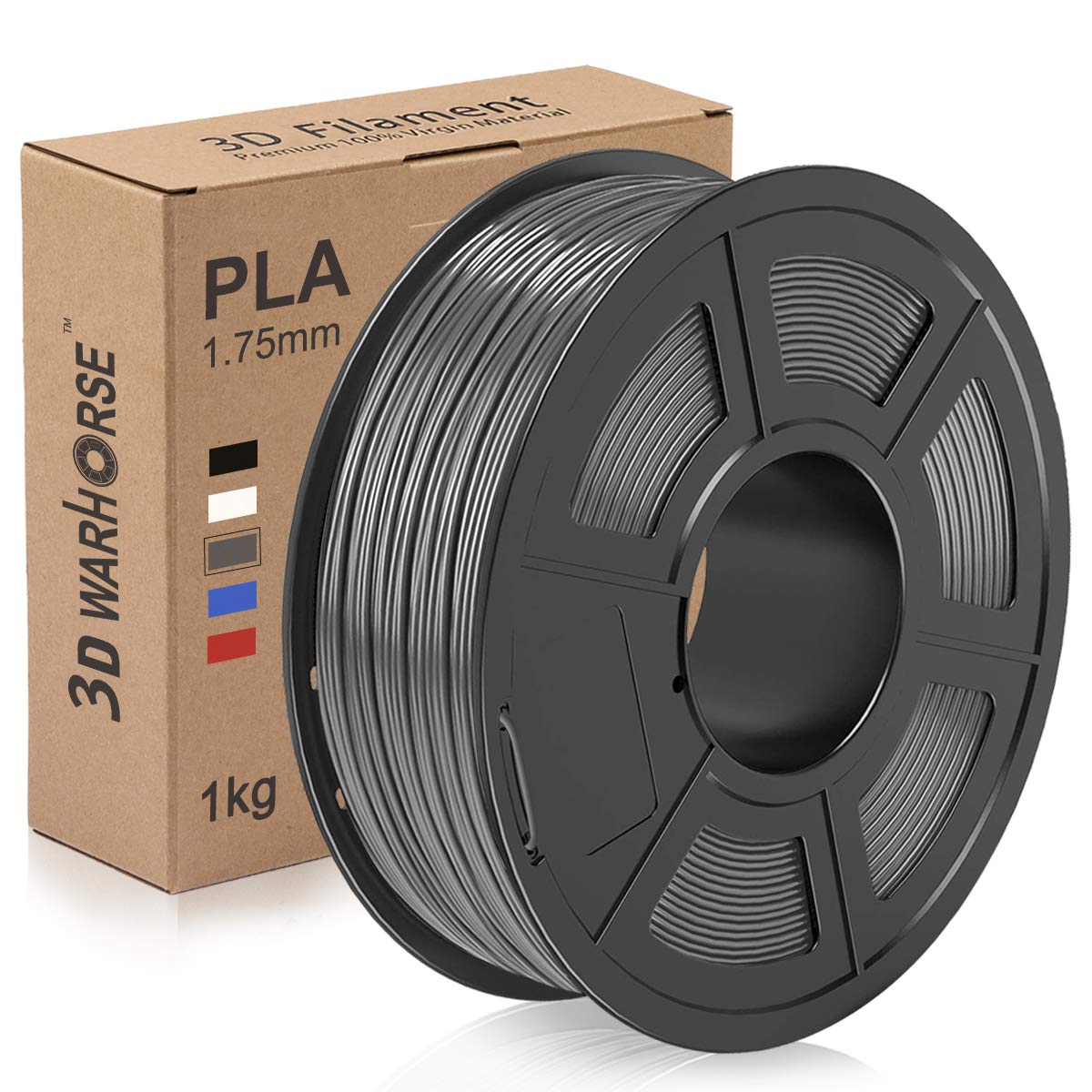 PLA-Filament, 1,75 mm 3D-Druckerfilament, Upgrade 2020 PLA 3D-Druck 1 kg Spule, Maßgenauigkeit +/- 0,02 mm, grau