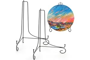 Jucoan 2 Pack 15 Inch Iron Display Stand, Large Black Easel Plate Holder Stand for Displaying Pictures Frame, Plates, Books A