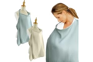 ETOMIEL 2PCS Muslin Nursing Cover for Baby Breastfeeding, Privacy Feeding Cover for Mom Breathable, Soft Cotton Nursing Apron with Hard Hoop