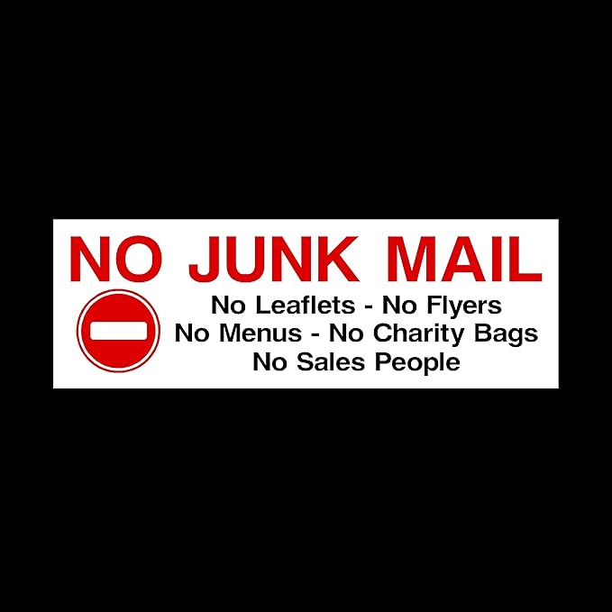 No Junk Mail Sticker/Self Adhesive Sign Cold Calling/Leaflets/Newspapers Amazon.co.uk DIY