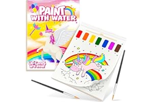 ZHOC Paint with Water Books for Kids, Unicorns Watercolor Painting Book Kit for Kids, No Mess Water Color Paint Set Art Activity, Craft Kits Gift for Boys & Girls Ages 3 4 5 6 7 8, with 2 Brushes