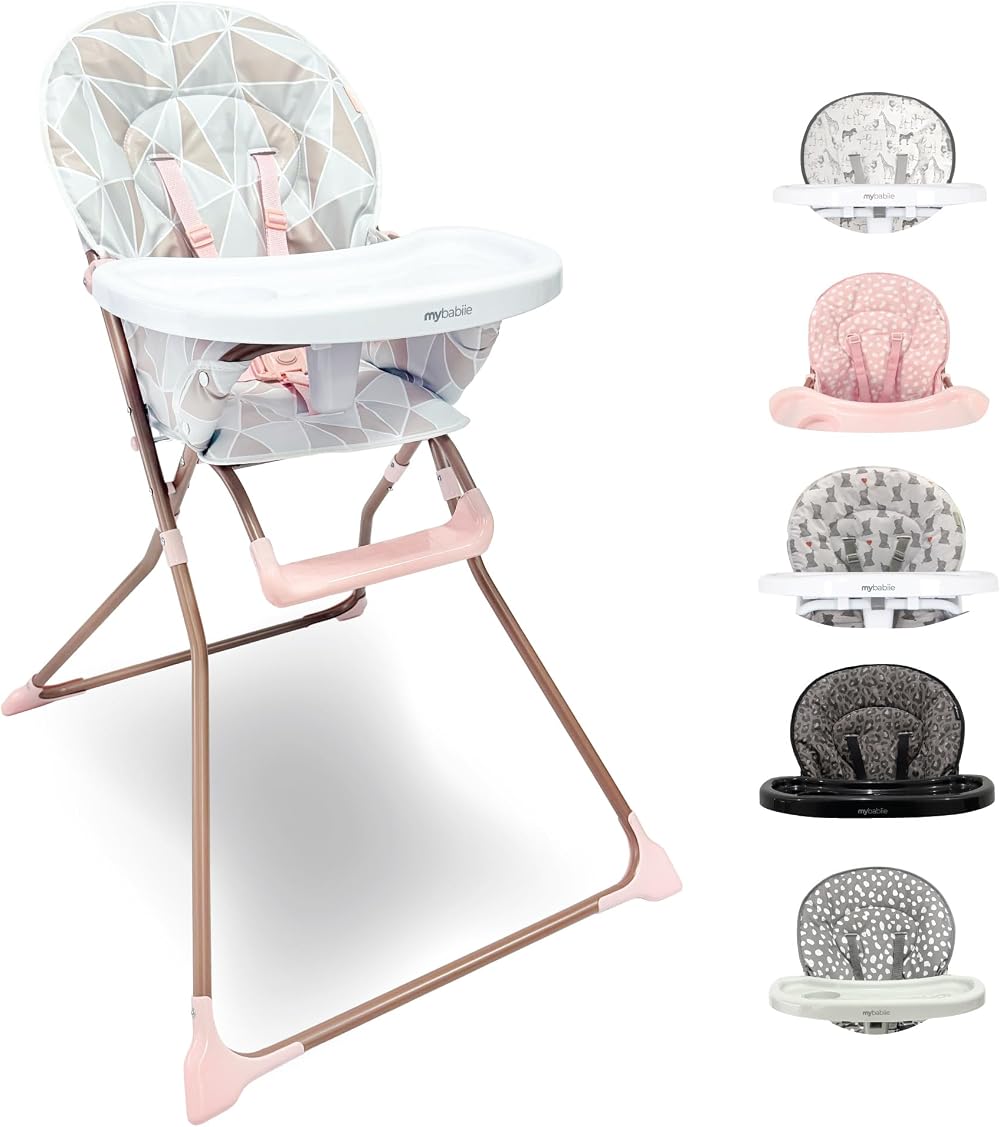 My Babiie MBHC1 Compact Highchair Rose Geometric 6mo-3yr 15kg