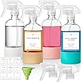 DWTS DANWEITESI Glass Spray Bottles for Cleaning,Glass Spray Bottles 16 oz with Silicone Sleeve-Reusable Spray Bottles with L
