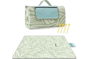 bopoobo Large Picnic Blanket, 80”x80” Waterproof Foldable Beach Blanket with 3-Layer Thick Rug, Pocket & 4 Stakes, Handy Picnic Mat Tote Perfect for Camping, Beach, Hiking, Grass, Machine Washable