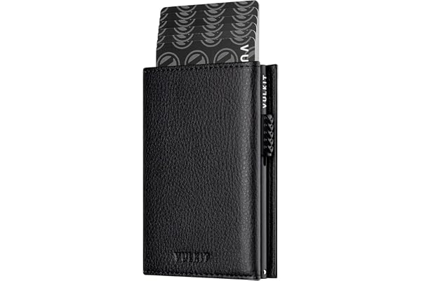 VULKIT Card Holder Wallet with Coin Pocket Magnetic Closure Pop Up Cards With ID Window Leather Wallet for Cash & Credit Card