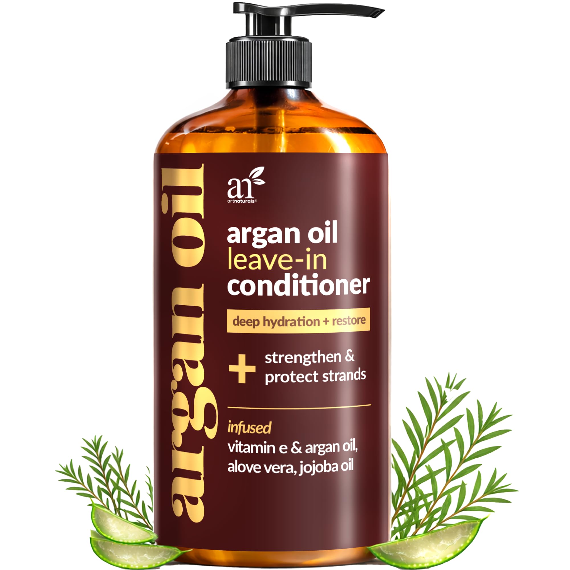 ArtNaturals Argan Oil Leave in Conditioner - (12 Fl Oz / 355ml) - Made with Organic and Natural Ingredients - Detangler Treatment for Curly, Damaged, Dry, Color Treated and Hair Loss