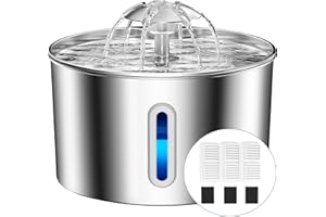 Cat Water Fountain Stainless Steel - 74oz/2.2L Corded Pet Water Dispenser Automatic Silent Cats Dispenser for Drinking Indoor