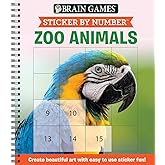 Brain Games - Sticker by Number: Zoo Animals (Easy - Square Stickers): Create Beautiful Art With Easy to Use Sticker Fun!