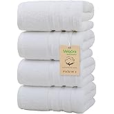 Velqora Large Bath Towel Set 4 Pack – 30×60 Cotton Towels, Soft, Thick & Highly Absorbent Bathroom Towels for Home, Spa, Gym, (White, 30×60)
