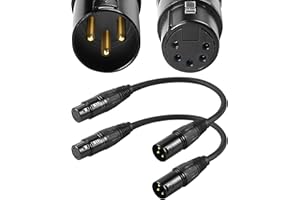 Palujorty 3 Pin Male to 5 Pin Female DMX Adapter, 10'' 2 Pack DMX Adapter 5F3M for Stage Lighting & Controller