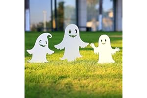 WACLSTDAY Halloween Decorations Ghost Metal Garden Stakes Decor for Outside Gifts for Women/Men,White Silhouette Statues Outdoor for Yard Art, Lawn, Backyard, Pathway, Patio Decorative