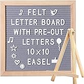 Felt Letter Board 10x10in Changeable Letter Board with Letters White Precut, Gray Felt Message Board, Oak Frame Wooden Letter Board, Baby Announcement Sign, Pregnancy Milestones Classroom Office Decor