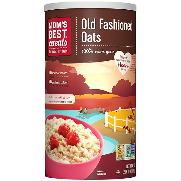 MOM’S BEST OLD FASHIONED OATS, HOT CEREAL MADE WITH WHOLE GRAIN OATS, 42 OZ CANISTER