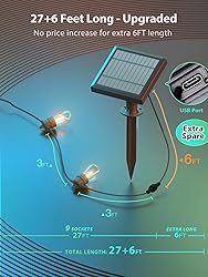 KYY 33(27+6) FT Solar String Lights Outdoor with