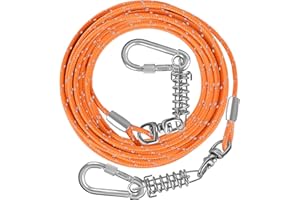 VIVBOO Dog Tie Out Cable 10ft/15ft/20ft/30ft Dog Leash for Training with Swivel Hook Green/Blue/Purple Reflective Dog Chains for Outside for Small to Medium Dogs Up to 100lbs Dog